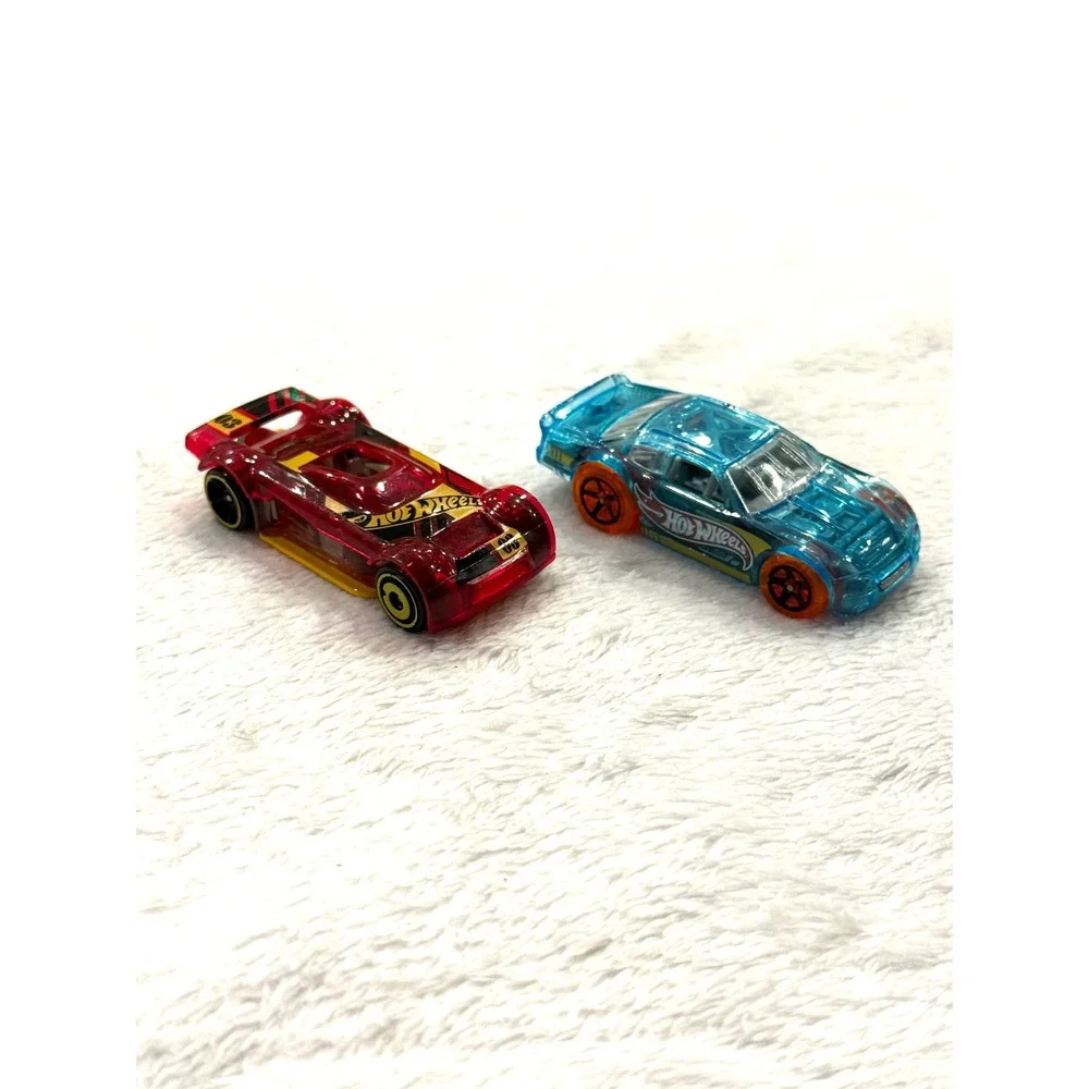 Hot Wheels X-Raycers Mach It Go Red‎ & Stockar Blue Translucent Toy Car Lot 2pc